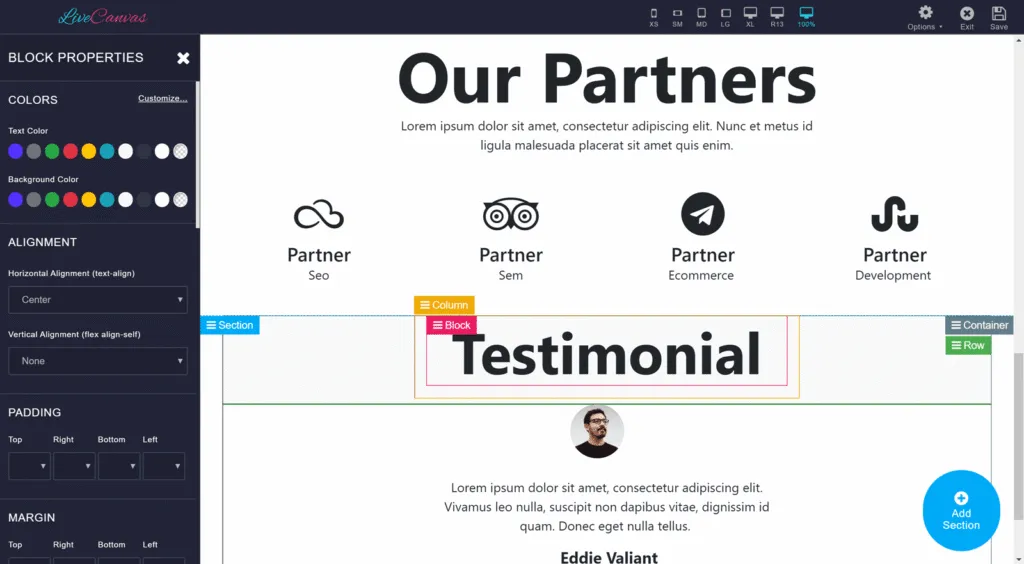 Exempel p&aring; WordPress-webbplats byggd med LiveCanvas