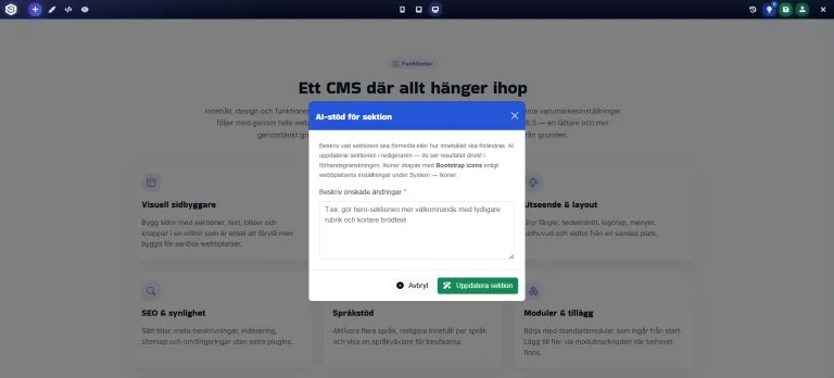 Redigera spr&aring;kversion av sida i SiteAdmin Editor