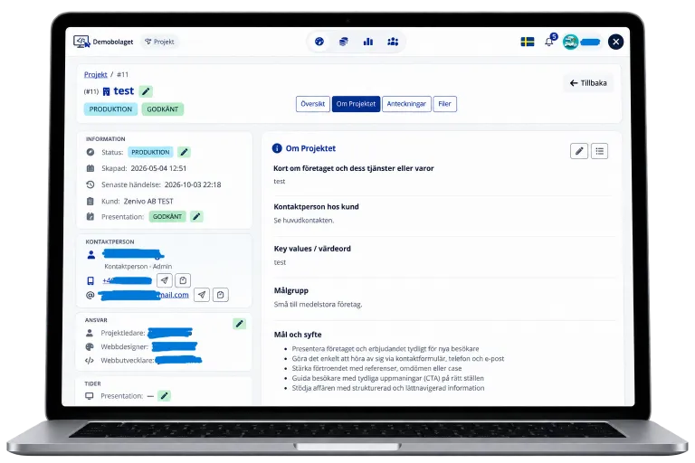 Projektkort med brief