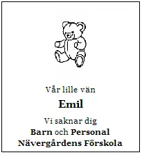 F&ouml;rskolans annons f&ouml;r Emil