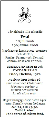 Emils d&ouml;dsannons